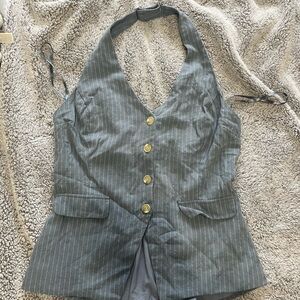 Monteau Los Angeles Pinstripe Halter Shirt